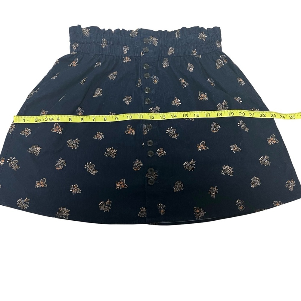 Madewell Women’s Navy Corduroy Floral Paperbag Mini Skirt Small Preppy Feminine. - Picture 6 of 16